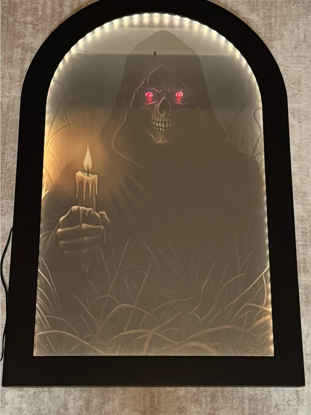 Martha Stewart Viral Halloween LED Grim‎ Reaper Mirror Blinking Eyes HTF NIB